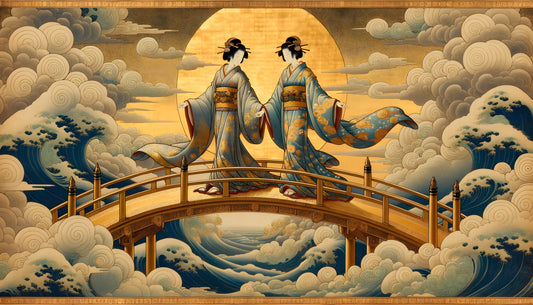 Izanagi Japanese mythology art print — birth of the islands from the Kojiki — full artwork view