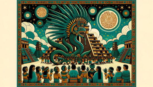 Feathered Serpent Quetzalcoatl Mesoamerican mythology art print — full artwork view