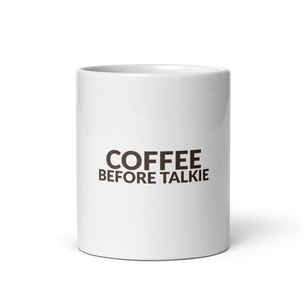 Coffee Before Talkie for Dad Humor Lovers - Operator Curated Slogan - White Ceramic 11oz Mug