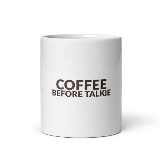 Coffee Before Talkie for Dad Humor Lovers - Operator Curated Slogan - White Ceramic 11oz Mug